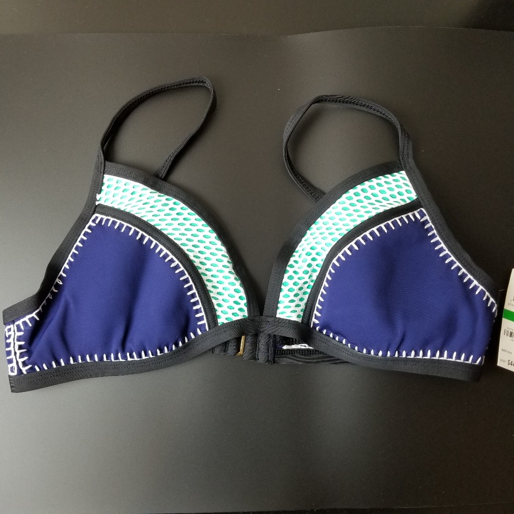 BAR III - Bikini Mesh Piped Triangle Midnight sz L